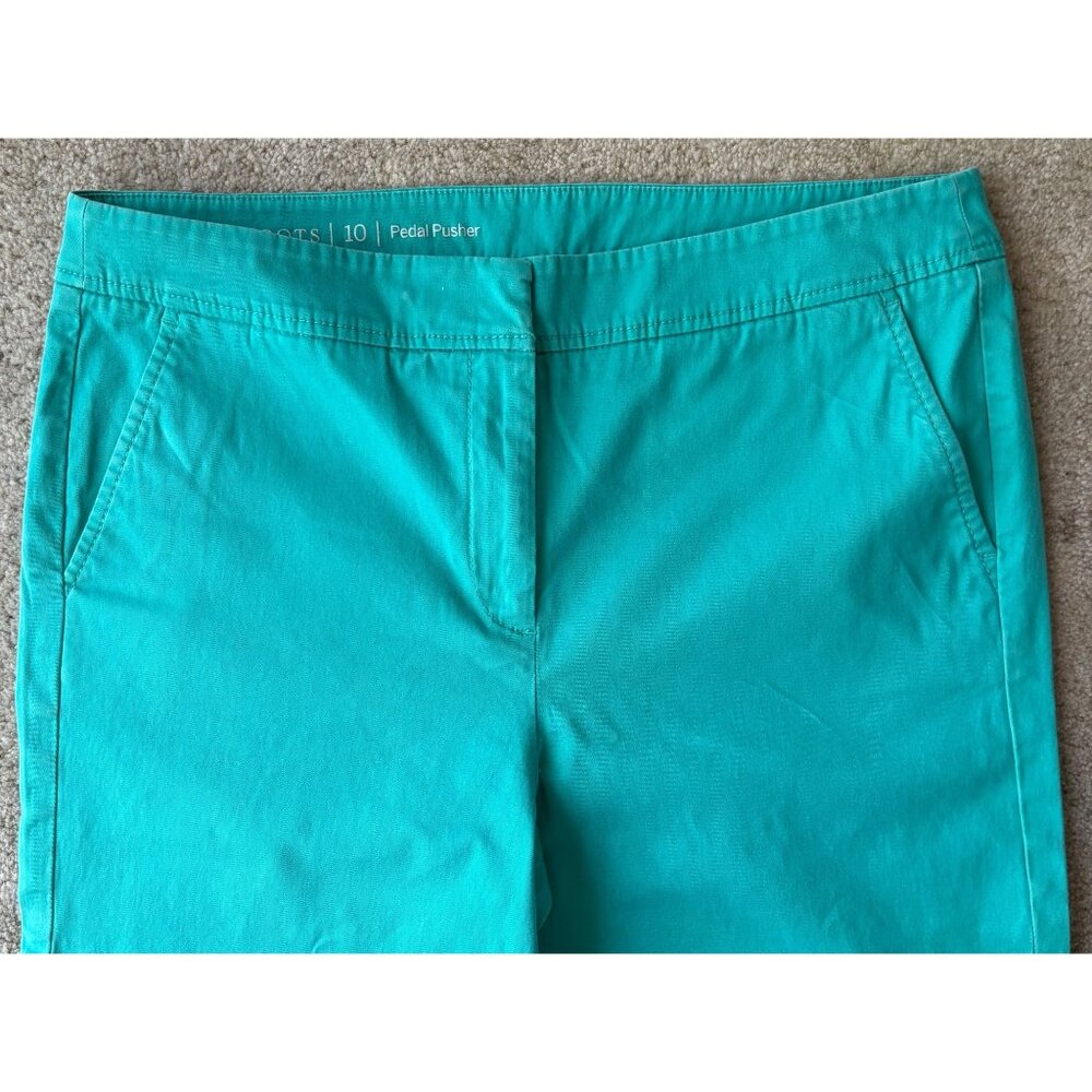 Talbots Womens Size 10 Aqua Green Pedal Pusher Pants Casual Cropped Style - Picture 2 of 8